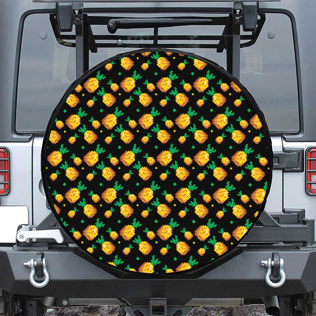 8-Bit Pixel Pineapple Print Tire Cover