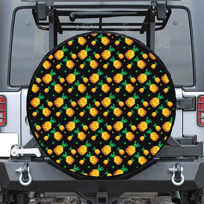 8-Bit Pixel Pineapple Print Tire Cover