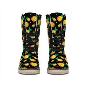 8-Bit Pixel Pineapple Print Winter Boots