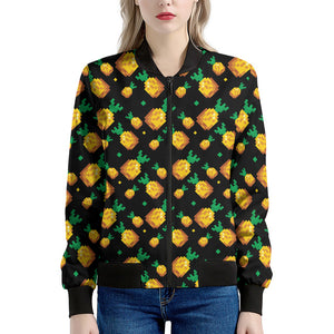 8-Bit Pixel Pineapple Print Women's Bomber Jacket