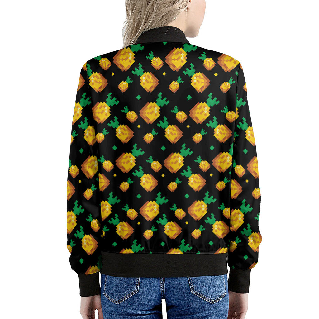 8-Bit Pixel Pineapple Print Women's Bomber Jacket