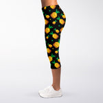 8-Bit Pixel Pineapple Print Women's Capri Leggings