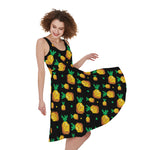 8-Bit Pixel Pineapple Print Women's Sleeveless Dress