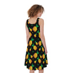 8-Bit Pixel Pineapple Print Women's Sleeveless Dress