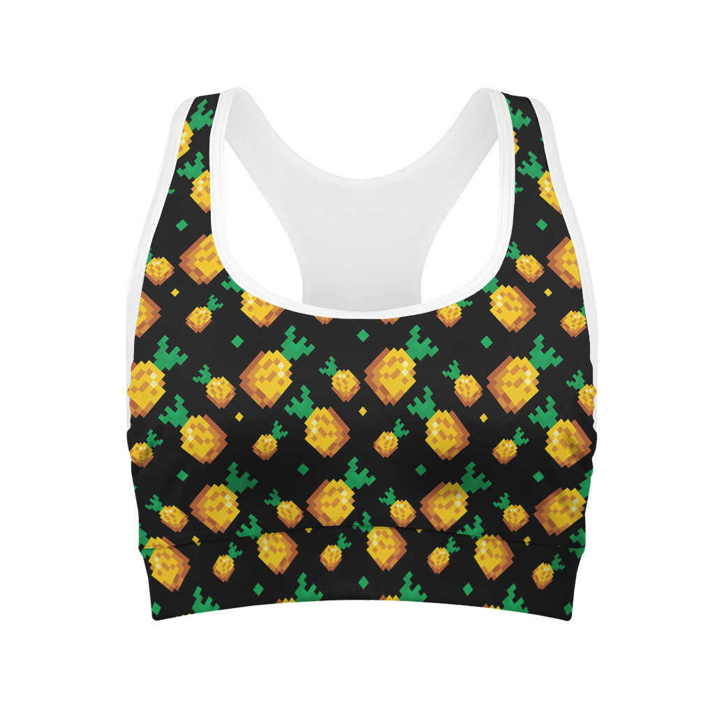 8-Bit Pixel Pineapple Print Women's Sports Bra