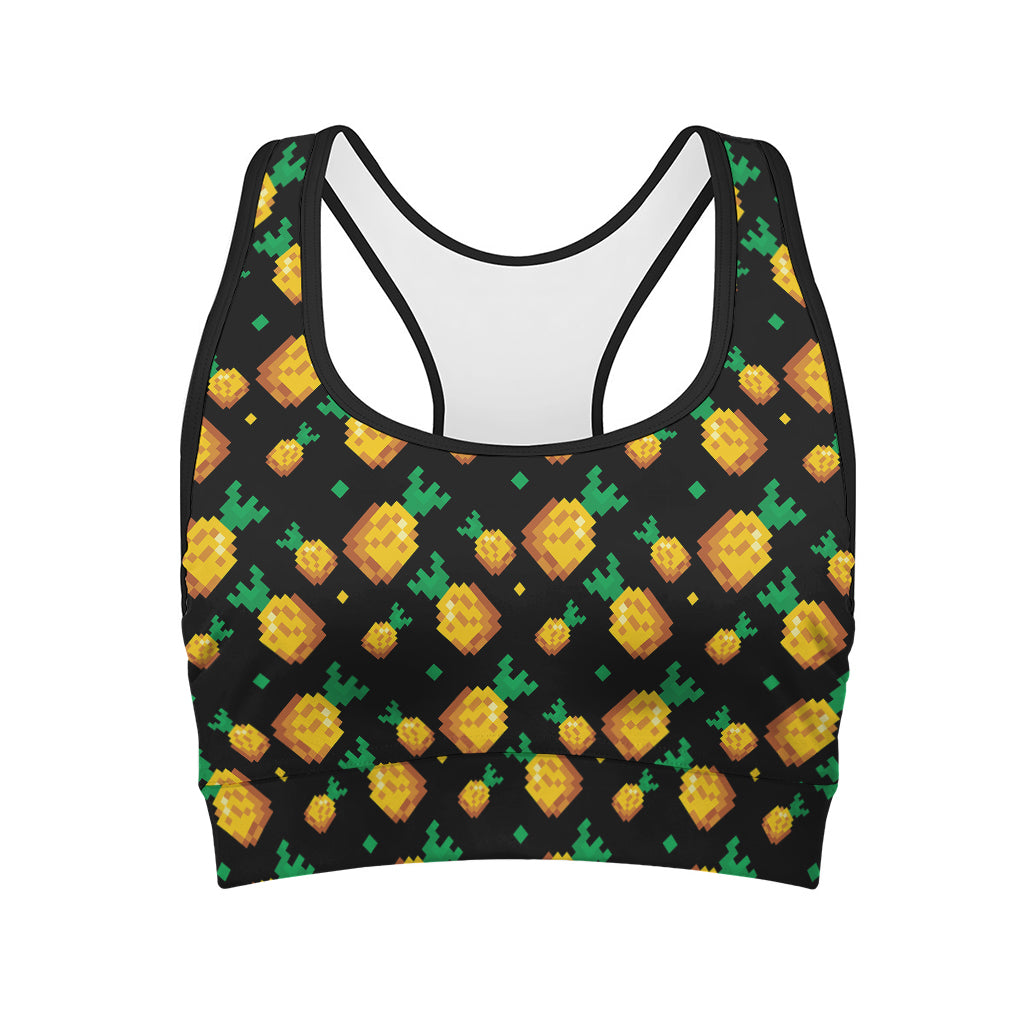 8-Bit Pixel Pineapple Print Women's Sports Bra