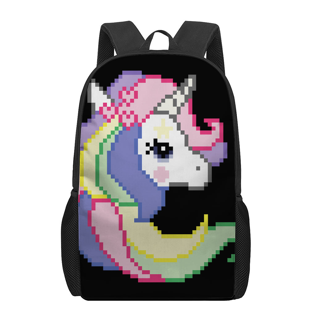 8-Bit Pixel Unicorn Print 17 Inch Backpack