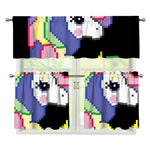 8-Bit Pixel Unicorn Print 3 Piece Kitchen Curtains