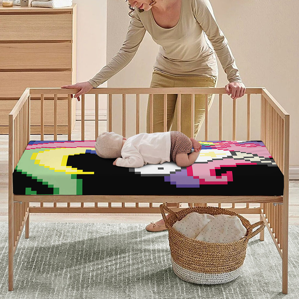 8-Bit Pixel Unicorn Print Baby Crib Sheet