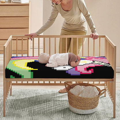 8-Bit Pixel Unicorn Print Baby Crib Sheet