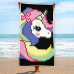 8-Bit Pixel Unicorn Print Beach Towel