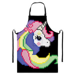 8-Bit Pixel Unicorn Print Bib Apron With Pocket