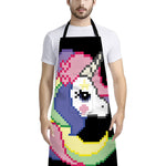 8-Bit Pixel Unicorn Print Bib Apron With Pocket