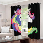 8-Bit Pixel Unicorn Print Blackout Grommet Curtains