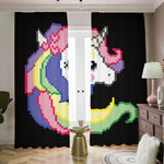 8-Bit Pixel Unicorn Print Blackout Pencil Pleat Curtains