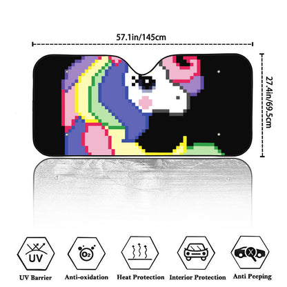 8-Bit Pixel Unicorn Print Car Windshield Sun Shade