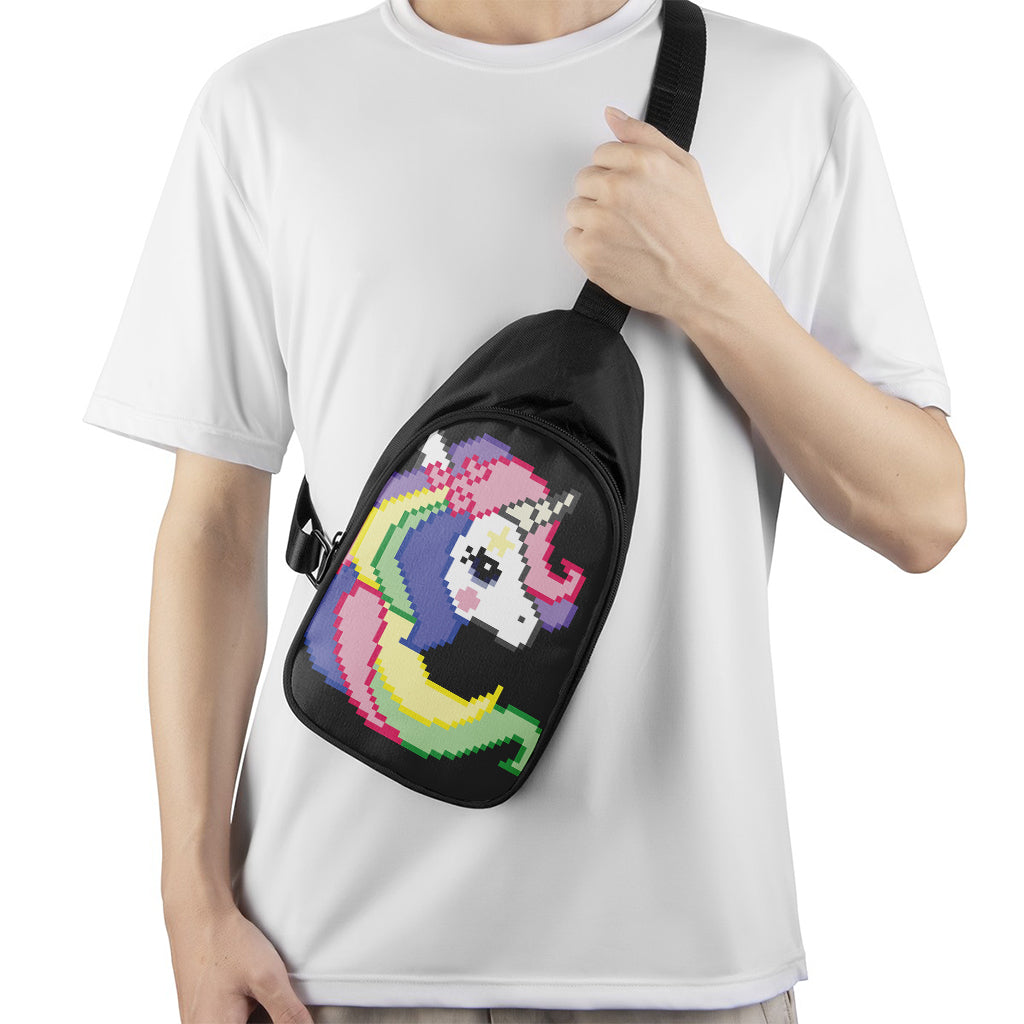8-Bit Pixel Unicorn Print Chest Bag