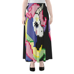 8-Bit Pixel Unicorn Print Chiffon Maxi Skirt