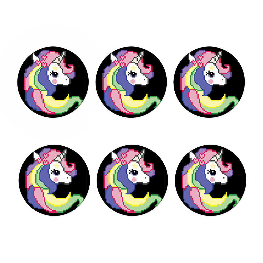 8-Bit Pixel Unicorn Print Coaster Set