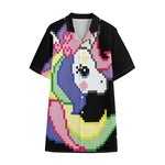 8-Bit Pixel Unicorn Print Cotton Hawaiian Shirt