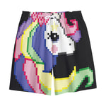 8-Bit Pixel Unicorn Print Cotton Shorts