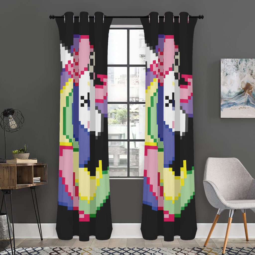 8-Bit Pixel Unicorn Print Curtain