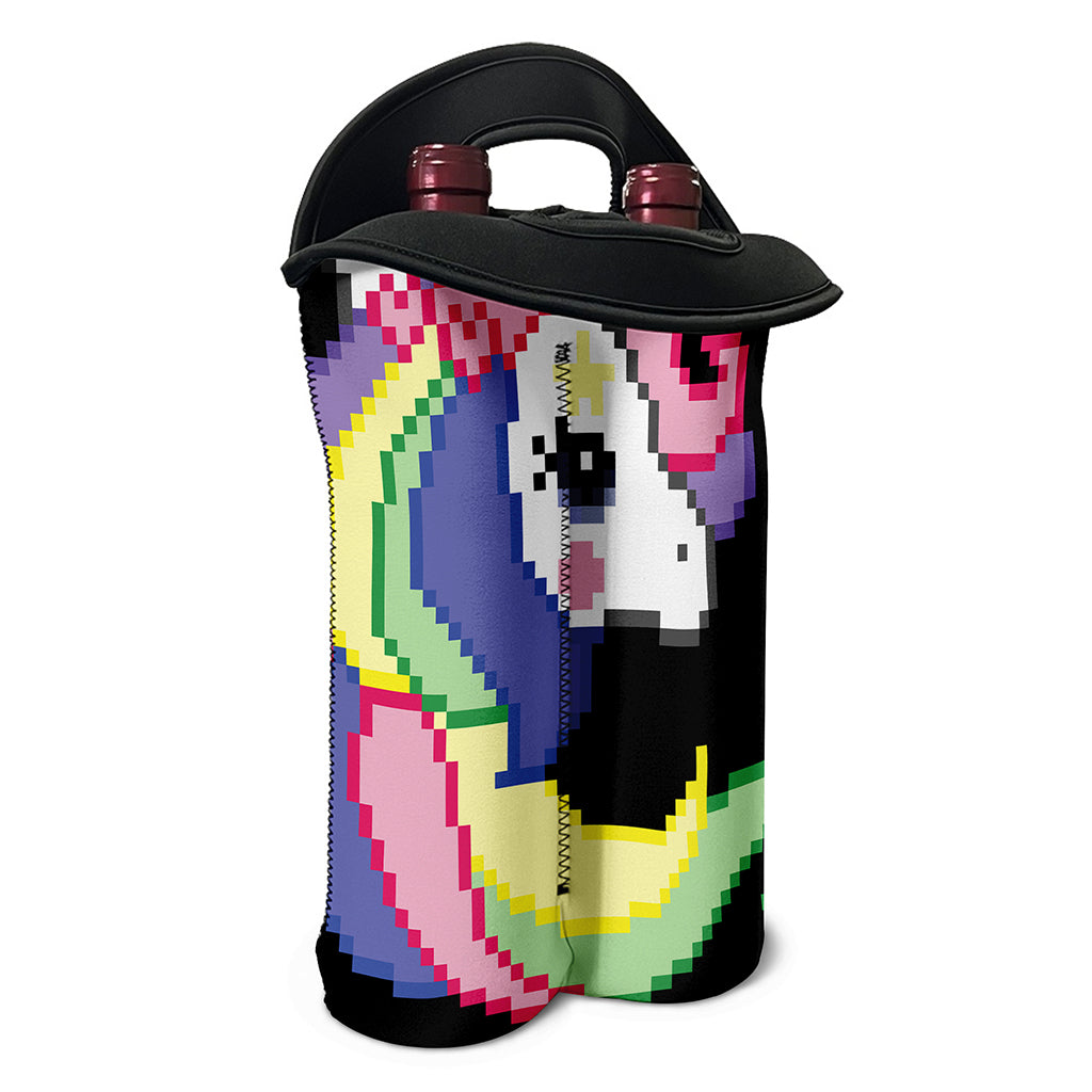 8-Bit Pixel Unicorn Print Double Neoprene Wine Tote