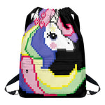 8-Bit Pixel Unicorn Print Drawstring Backpack