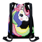 8-Bit Pixel Unicorn Print Drawstring Backpack