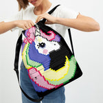 8-Bit Pixel Unicorn Print Drawstring Backpack
