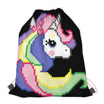 8-Bit Pixel Unicorn Print Drawstring Bag