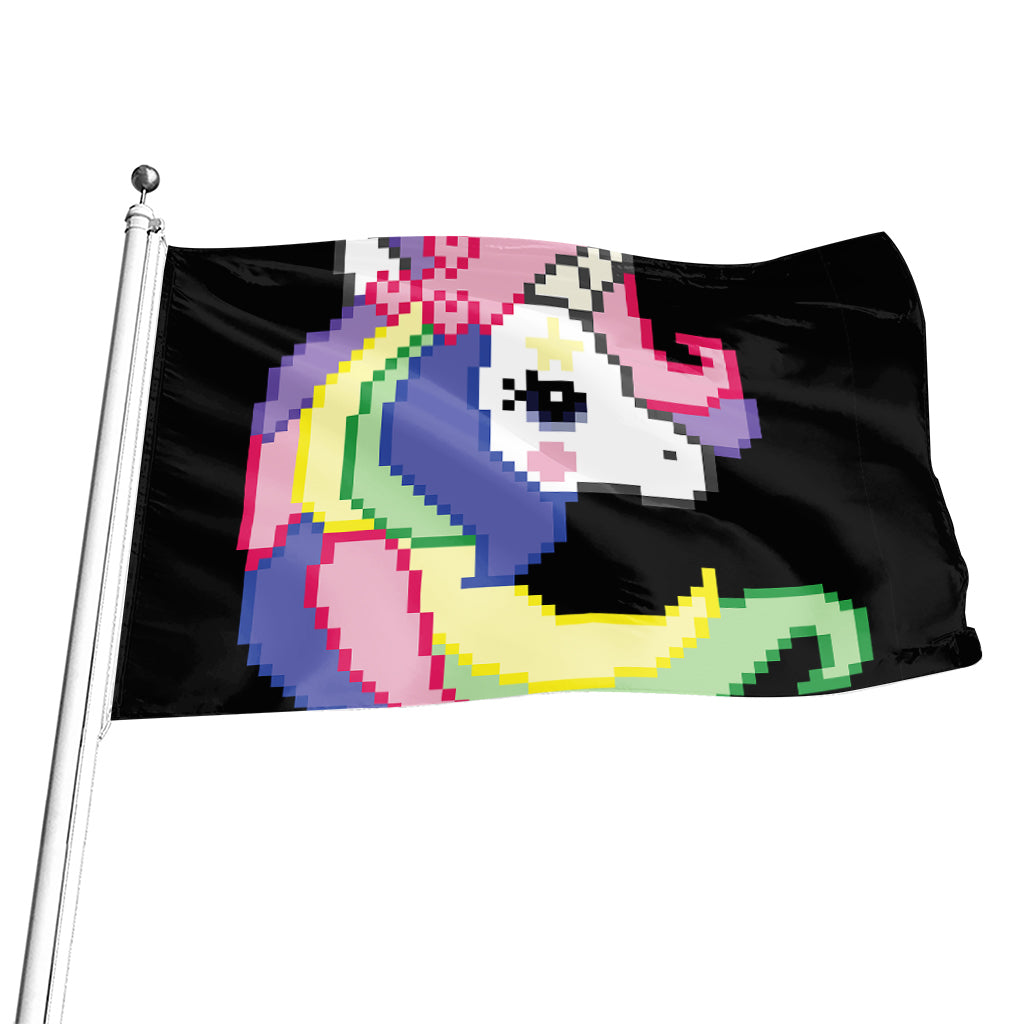 8-Bit Pixel Unicorn Print Flag