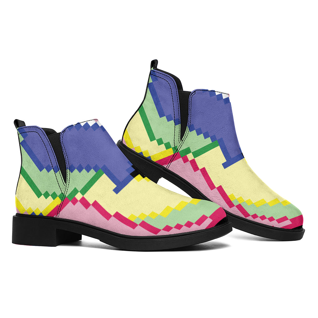 8-Bit Pixel Unicorn Print Flat Ankle Boots