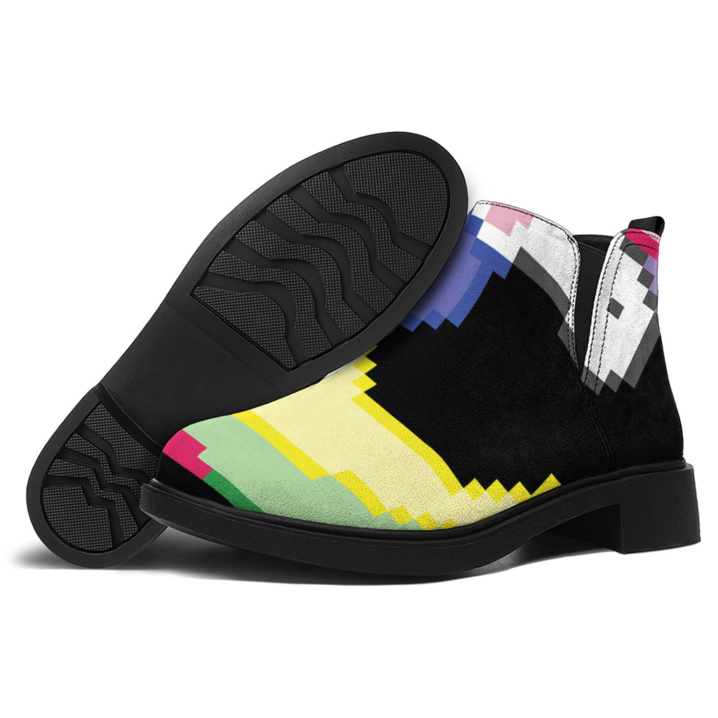 8-Bit Pixel Unicorn Print Flat Ankle Boots