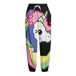 8-Bit Pixel Unicorn Print Fleece Lined Knit Pants