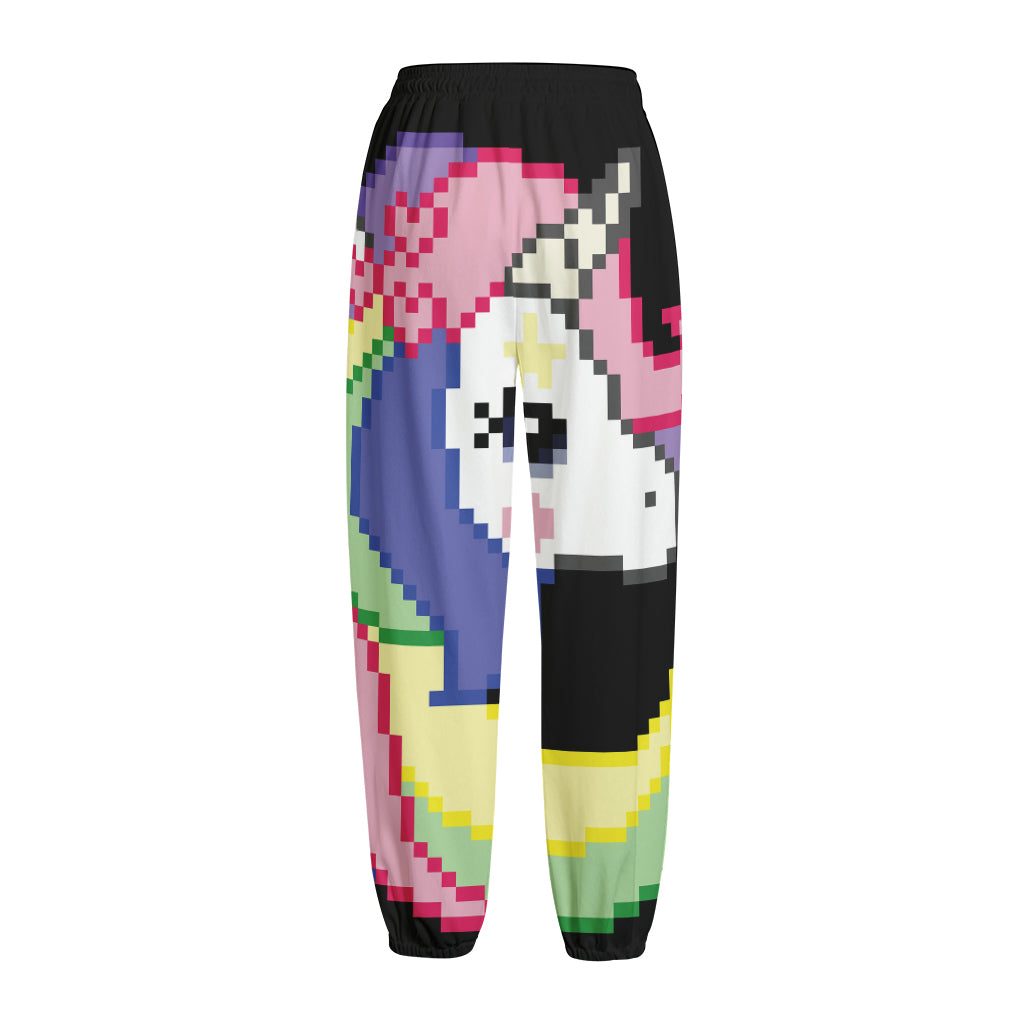8-Bit Pixel Unicorn Print Fleece Lined Knit Pants
