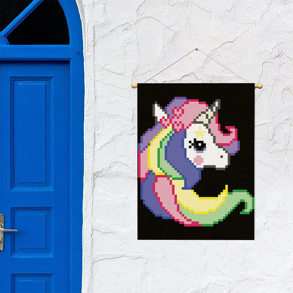 8-Bit Pixel Unicorn Print Garden Flag