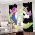 8-Bit Pixel Unicorn Print Grommet Curtains