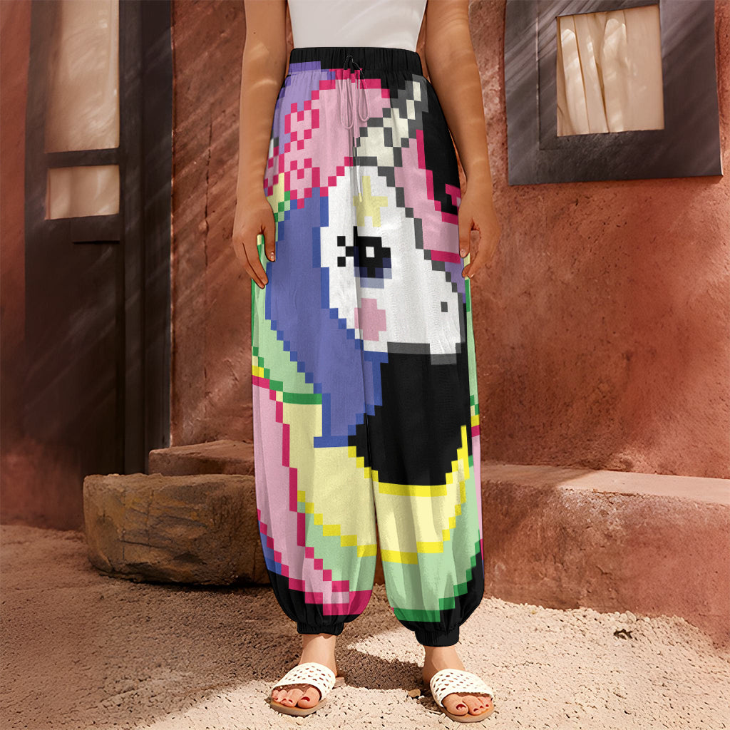 8-Bit Pixel Unicorn Print Harem Pants