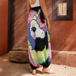 8-Bit Pixel Unicorn Print Harem Pants