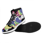8-Bit Pixel Unicorn Print High Top Leather Sneakers