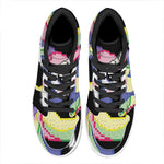8-Bit Pixel Unicorn Print High Top Leather Sneakers