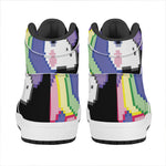8-Bit Pixel Unicorn Print High Top Leather Sneakers
