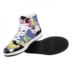 8-Bit Pixel Unicorn Print High Top Leather Sneakers