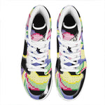 8-Bit Pixel Unicorn Print High Top Leather Sneakers