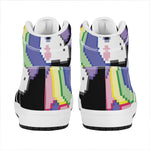 8-Bit Pixel Unicorn Print High Top Leather Sneakers