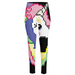 8-Bit Pixel Unicorn Print High-Waisted Pocket Leggings