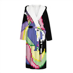 8-Bit Pixel Unicorn Print Hooded Bathrobe