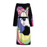 8-Bit Pixel Unicorn Print Hooded Bathrobe