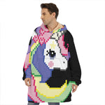 8-Bit Pixel Unicorn Print Hoodie Blanket